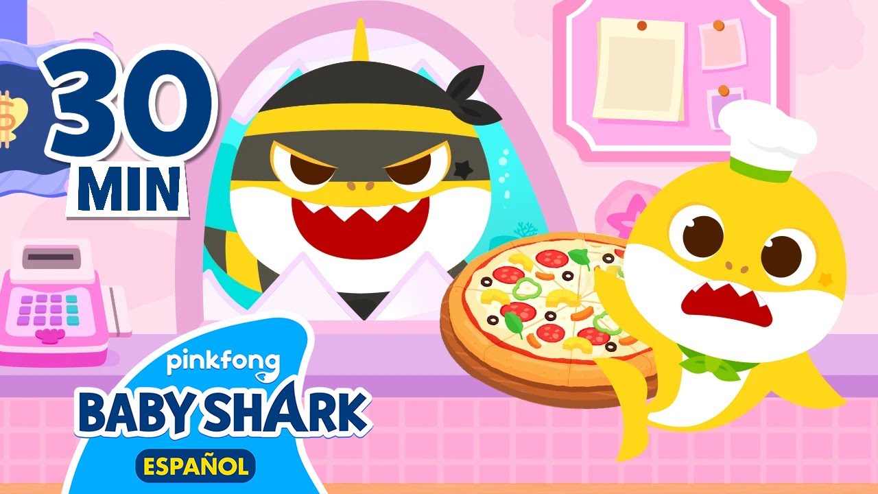 Tiburón Bebé Juego de Cocina con T-Rex + Ladrores | Juegos Infantiles | Baby Shark en español