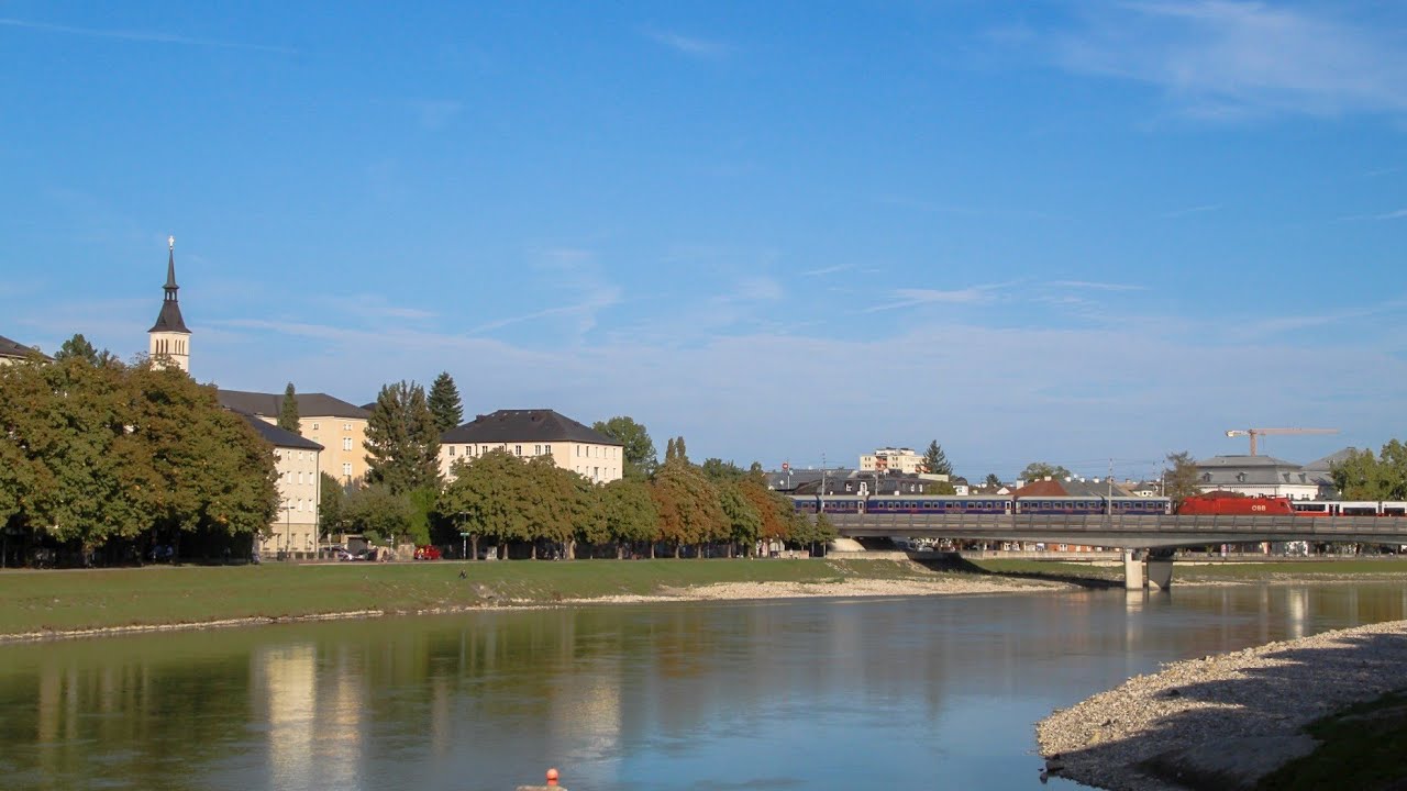 Trains Over The Salzach River, In Salzburg
