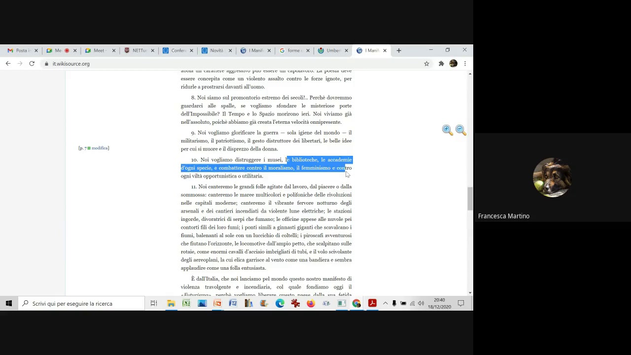 Il Manifesto del Futurismo, analisi e commento