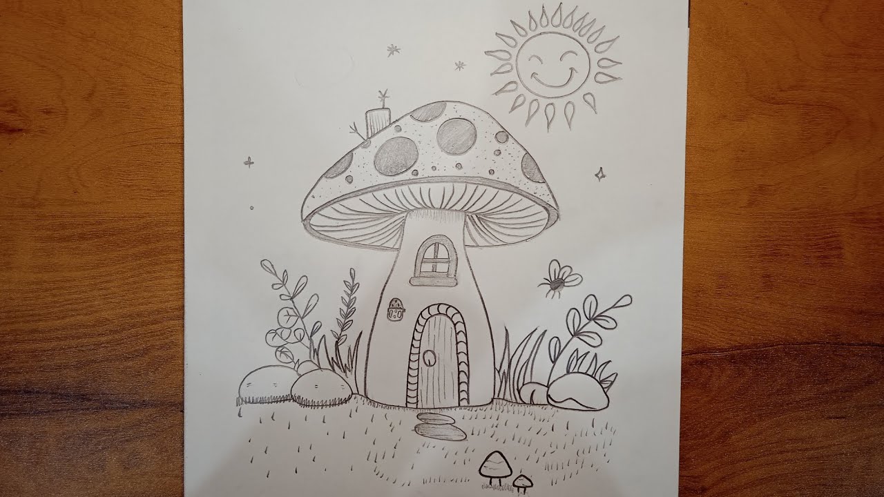 Mushroom House Pencil Drawing ✏️🍄 | Easy Step-by-Step Fantasy Art Tutorial for Beginners
