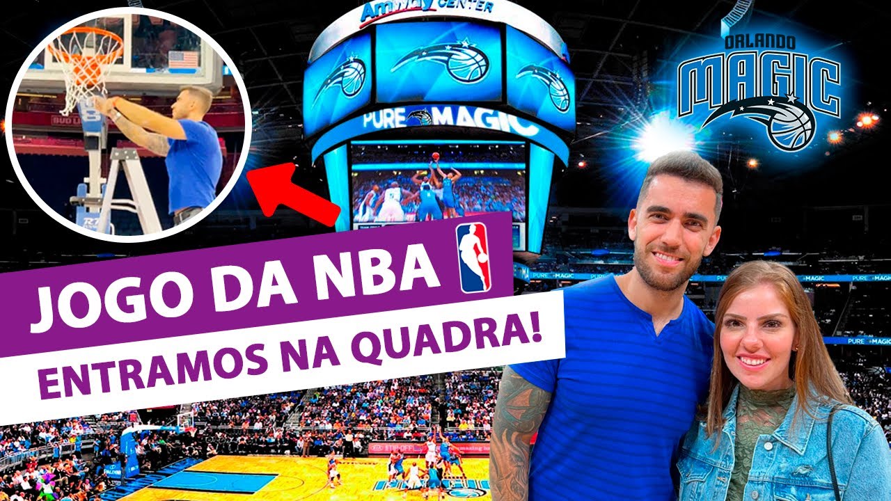 ✨🏀 Como é um jogo da NBA em Orlando! Entramos na quadra e cortamos um pedaço da rede! Orlando Magic!