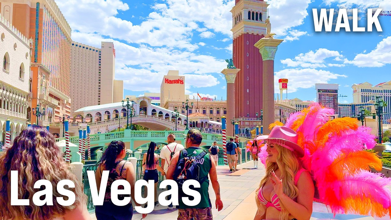LAS VEGAS Walking Tour by Day 2025 🌞 The Strip & Downtown Las Vegas with Captions [4K|60fps]