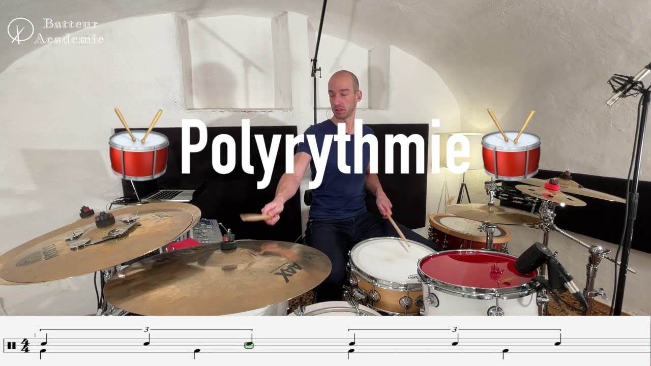 Polyrythmie 🥁 Exemple d'application 🥁 sur la batterie.
