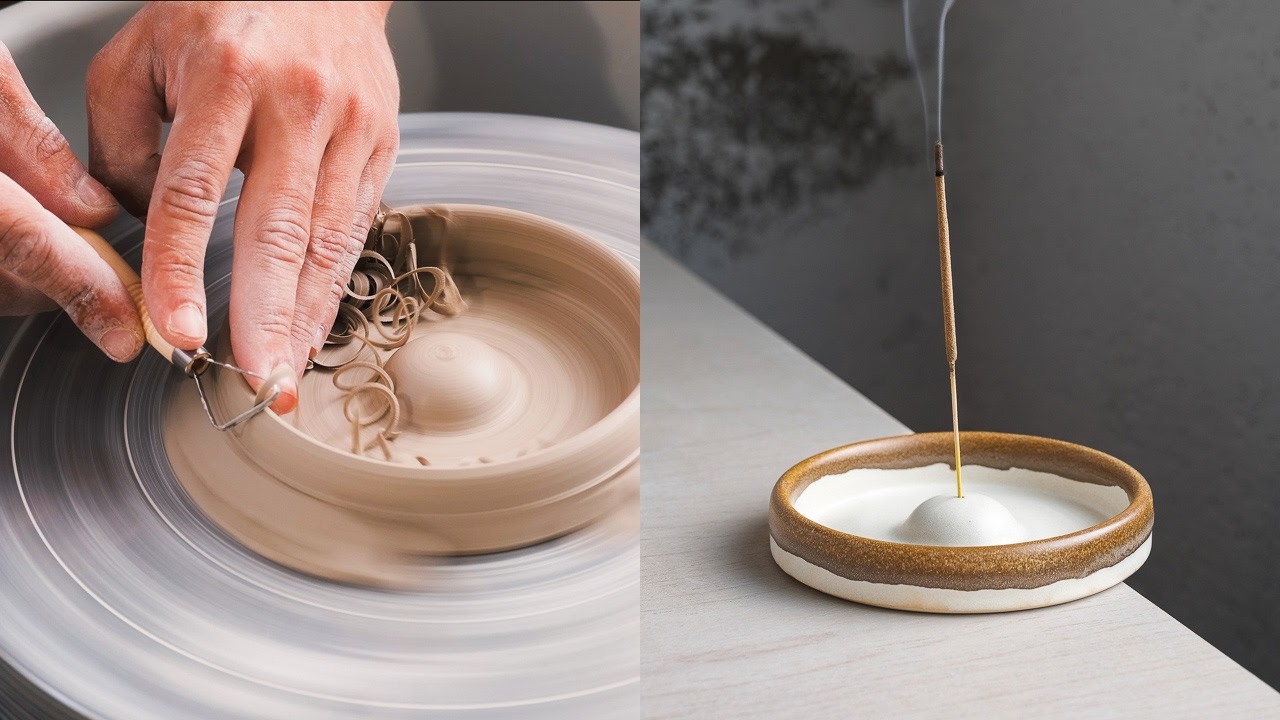 Making a Ceramic Incense Holder on the Wheel | From Clay to Finish - vapor03