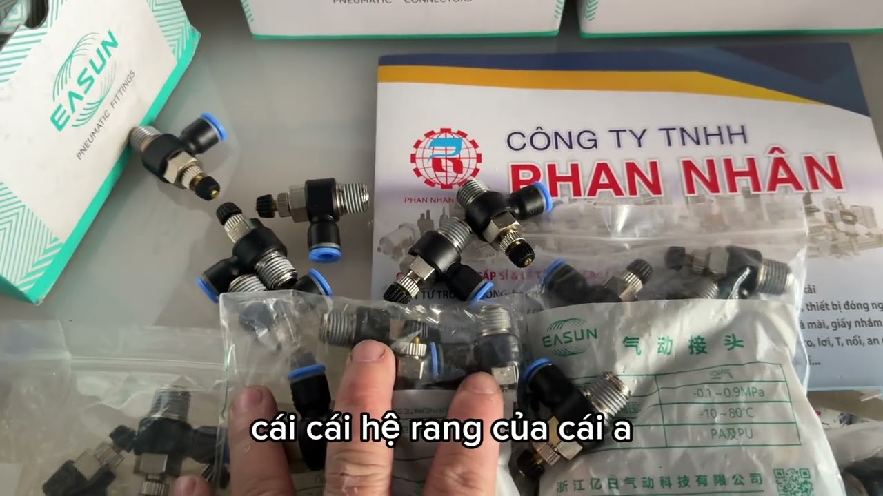Đầu nối khí nén Easun ( Co hơi, nối, tê, van tiết lưu hơi ) chất lượng - LH 0915.886.916.