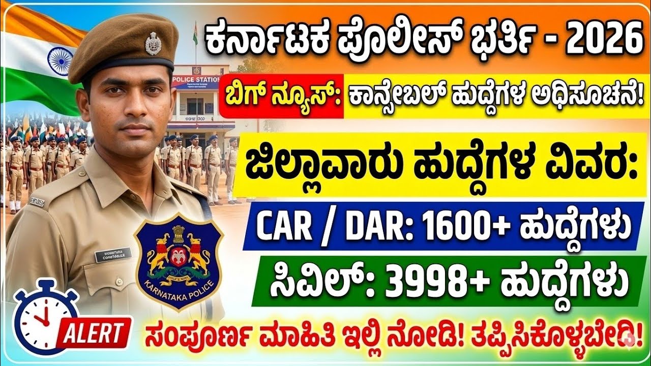 Big news for police Constable notification - 2026 ಜಿಲ್ಲಾವಾರು ಹುದ್ದೆಗಳ ವಿಂಗಡಣೆ 
