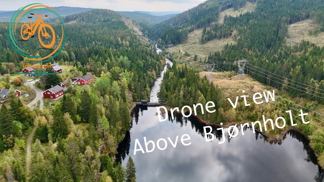 Drone view over Bjørnholt with the dam #stressrelief #nordicnature #drone #dji