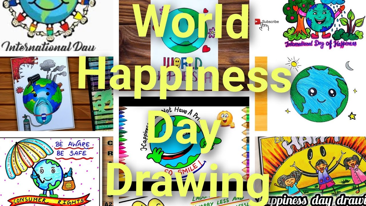 Happy Happiness Day Drawing | World Happiness Day poster Drawing | international Happiness day draw