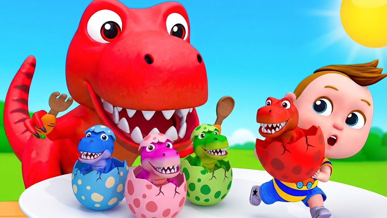 Cinco Dinossauros | Canção dos Ovos Surpresa de Dinossauro | Super Sumo Português - Música Infantil