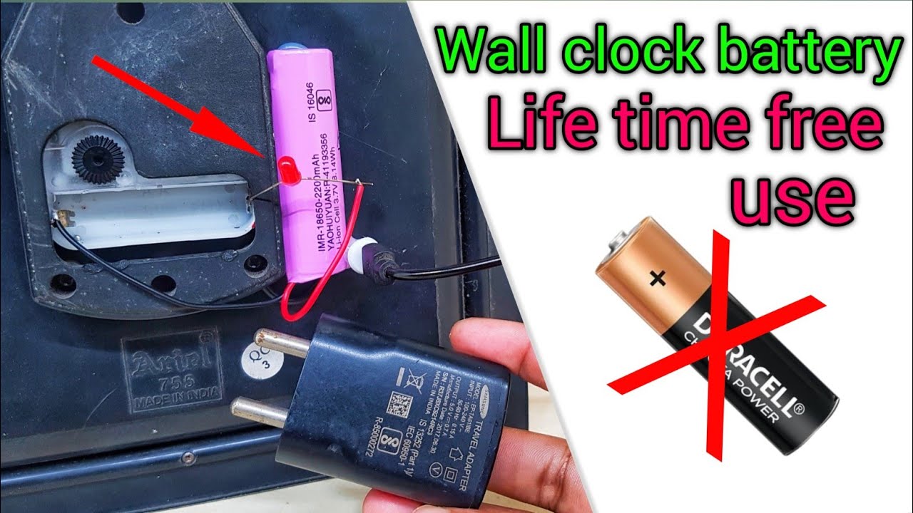 Life time Free wall Clock useing 3.7V Rechargeable Lithium Battery 🕒 🔥