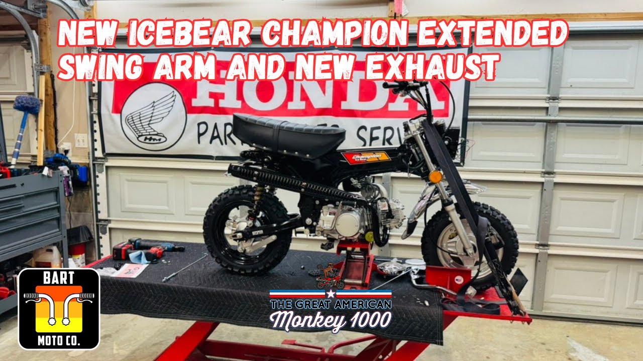 The new Icebear Champion gets an extended swingarm and Bartmotoco exhuast. CT70 Clone
