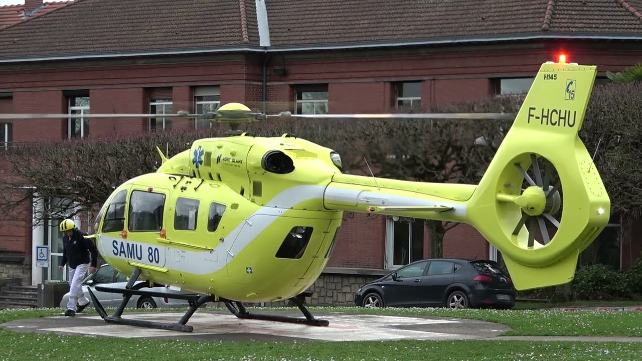 Helicopter Airbus H145 Takeoff from the hospital !!