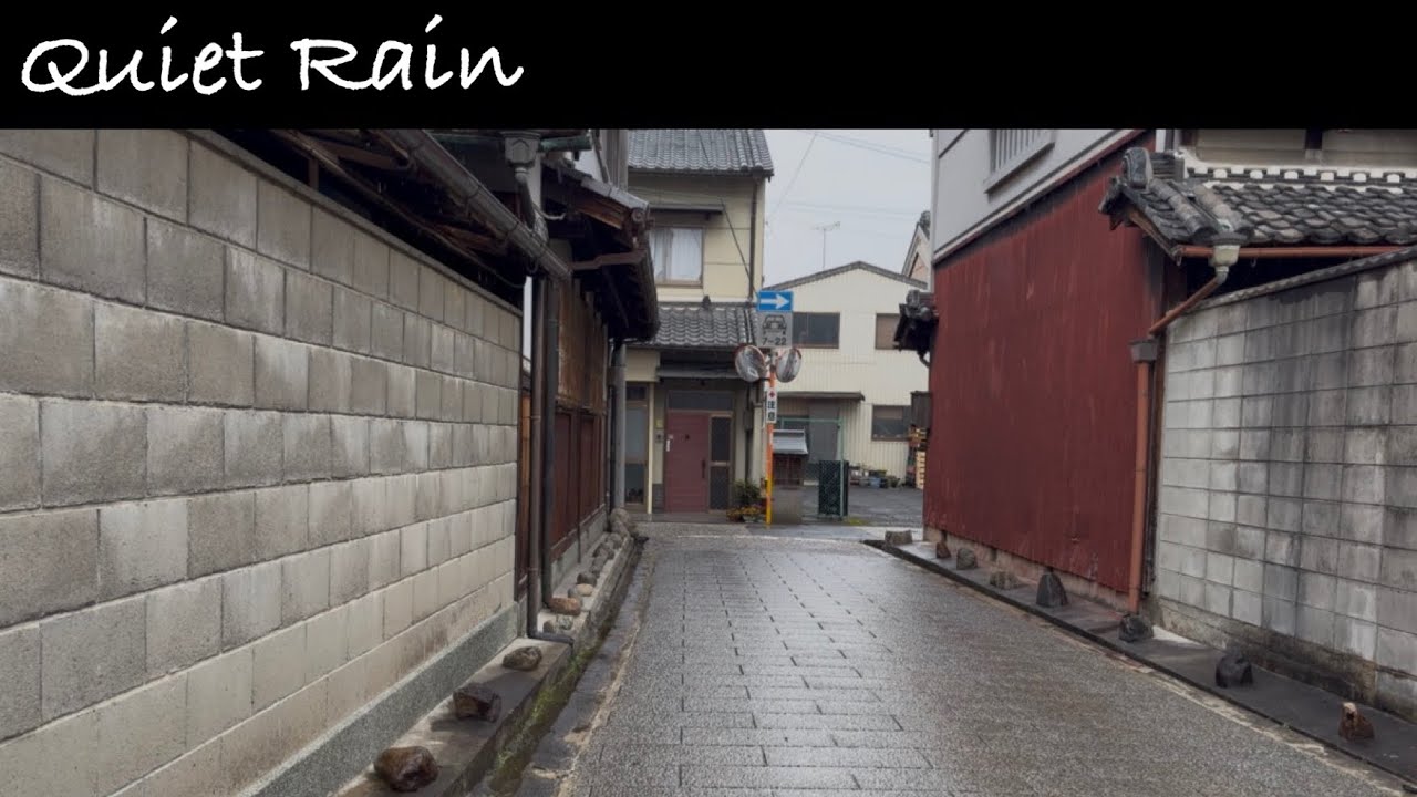 Rainy Day Walk in a Small Japanese Town | 4K (20 min)