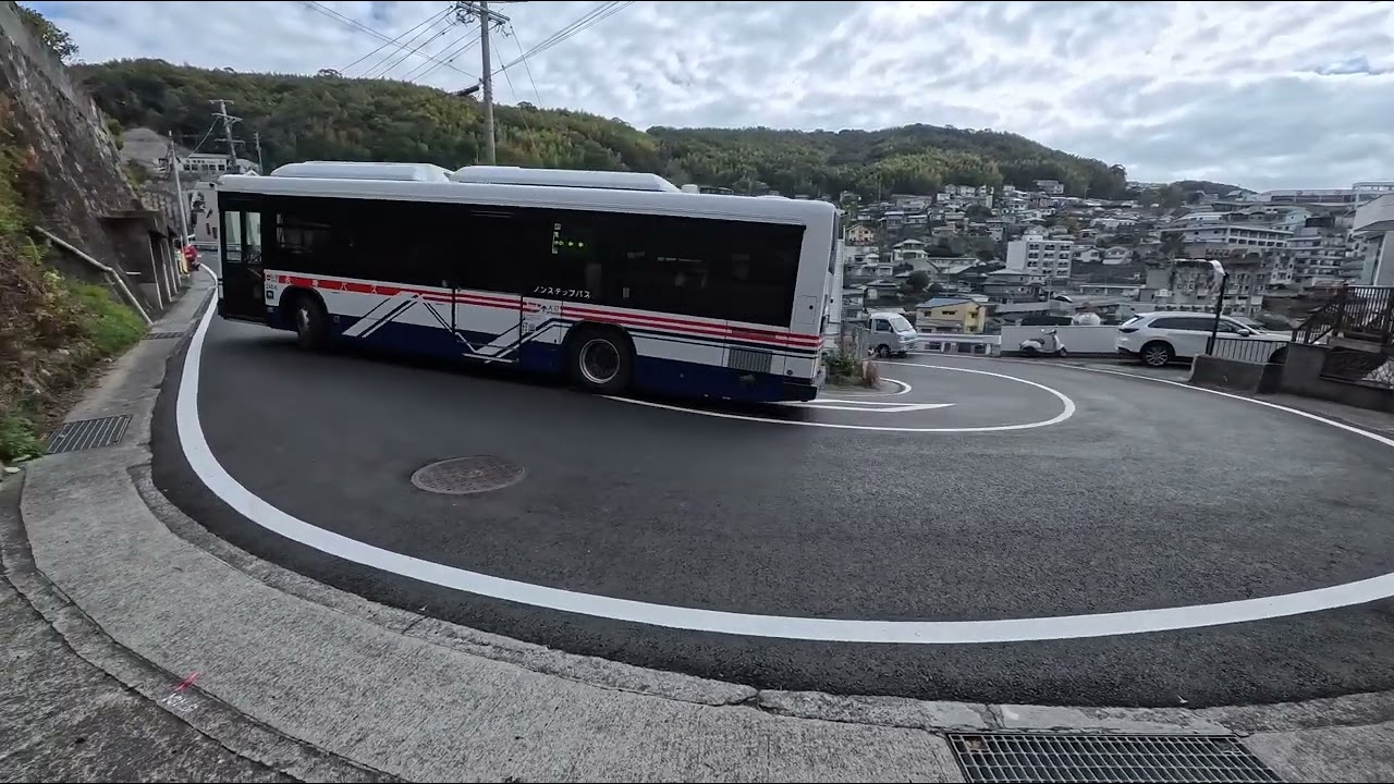 長崎バスのヘアピンカーブ