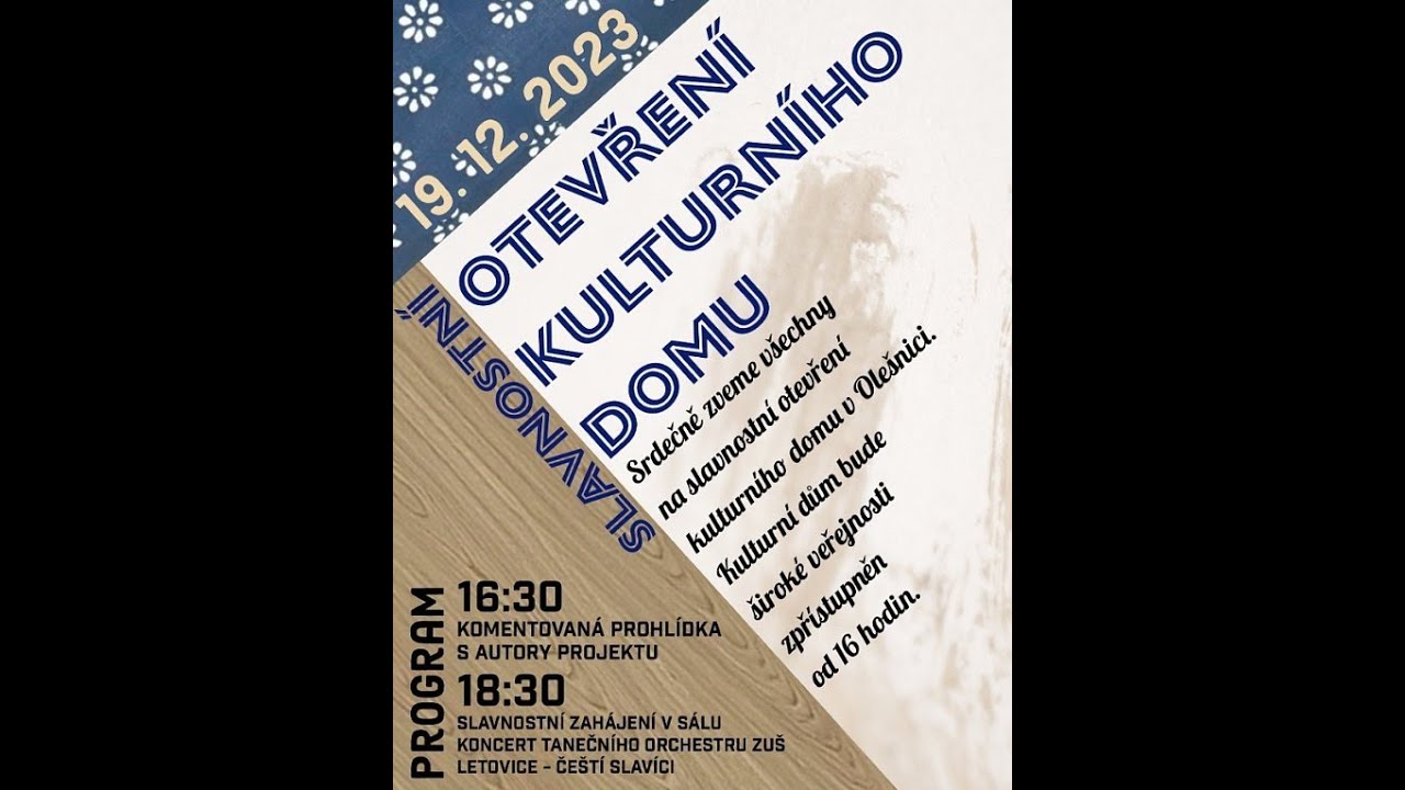 Slavnostní otevření kulturního domu po rekonstrukci (19. 12. 2023)