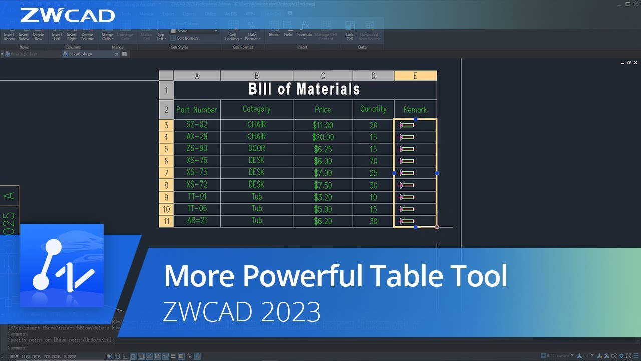 More Powerful Table Tool | ZWCAD 2023 Official