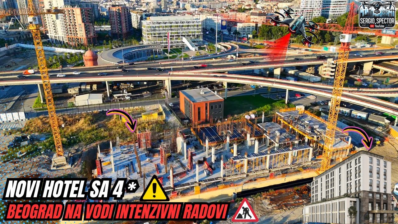 Novi HOTEL kod Gazele! Beograd na vodi iz DRONA Ložionica i Ulica luksuza, Park i Garaža #beograd