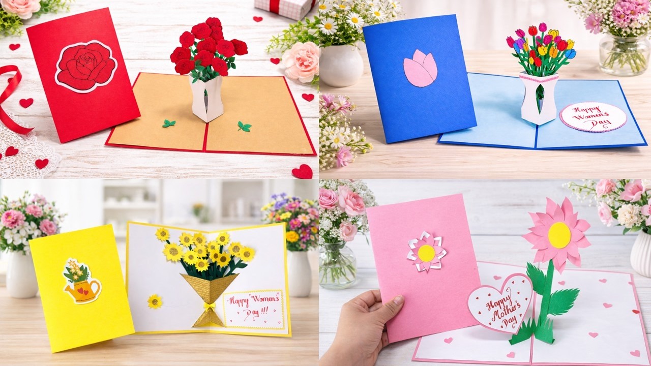 4 Easy DIY Pop Up Cards for Mother’s Day 🌸 | 3D Handmade Mother’s Day Card Ideas | DG Handmade