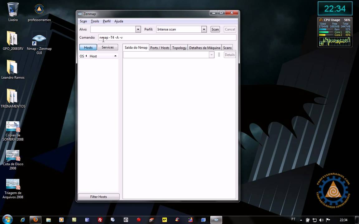 Nmap - Scanner de Rede - Zenmap 5.50 para Windows - www.professorramos.com