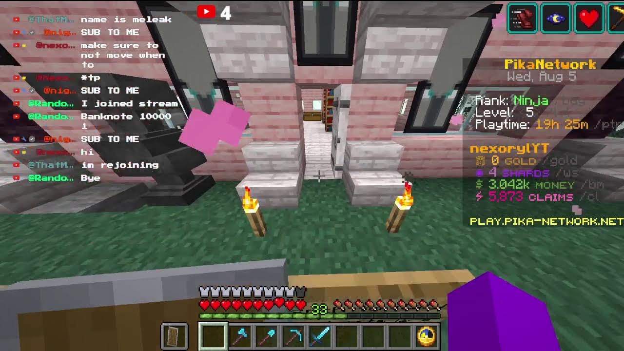Playing Cracked Minecraft Pika Network Live