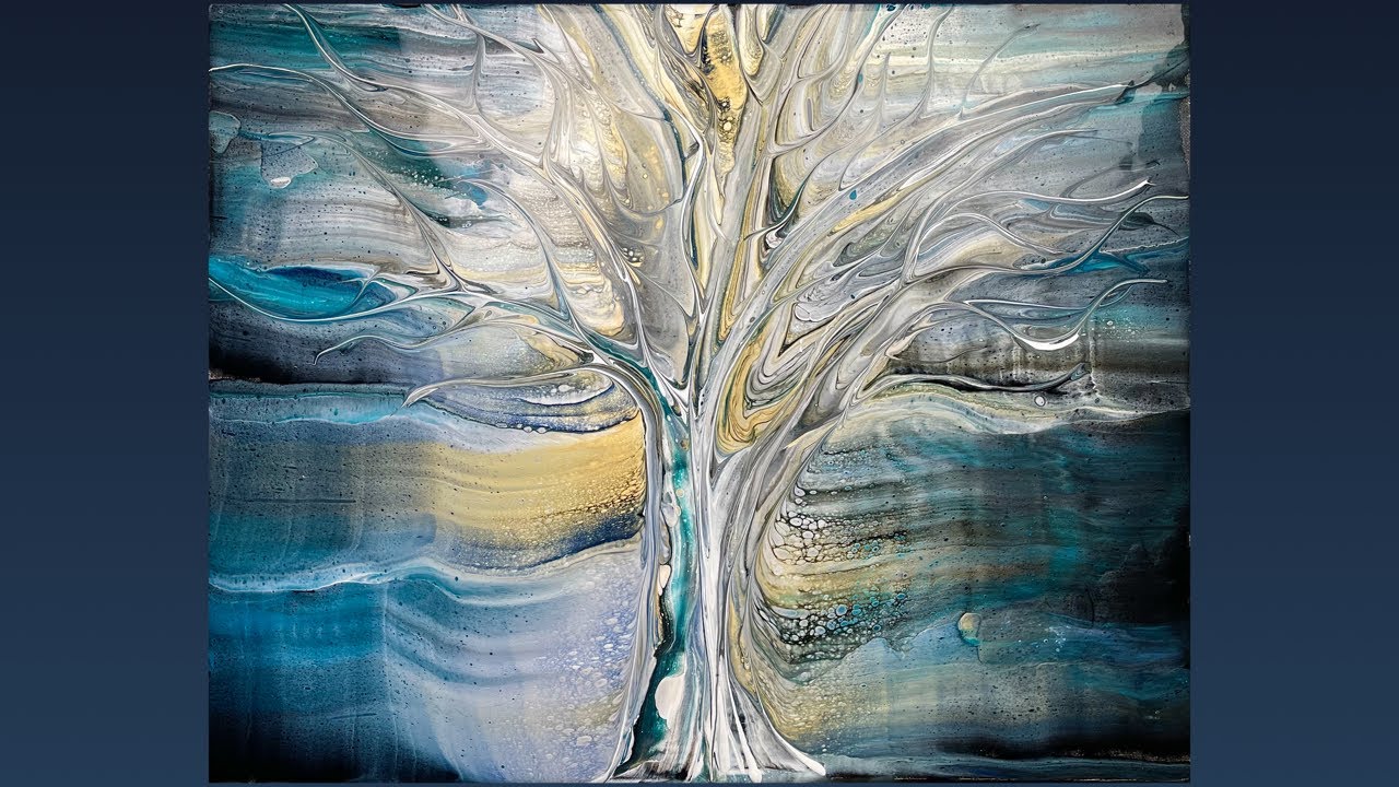 Create a Stunning Tree in the Moonlight with the Tree Swipe Acrylic Pouring Technique