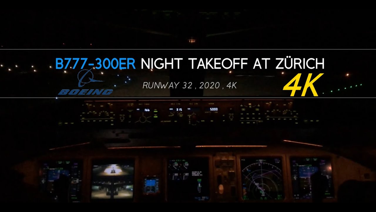 B777 Cockpit View Takeoff at Zurich in 4K - Short Video