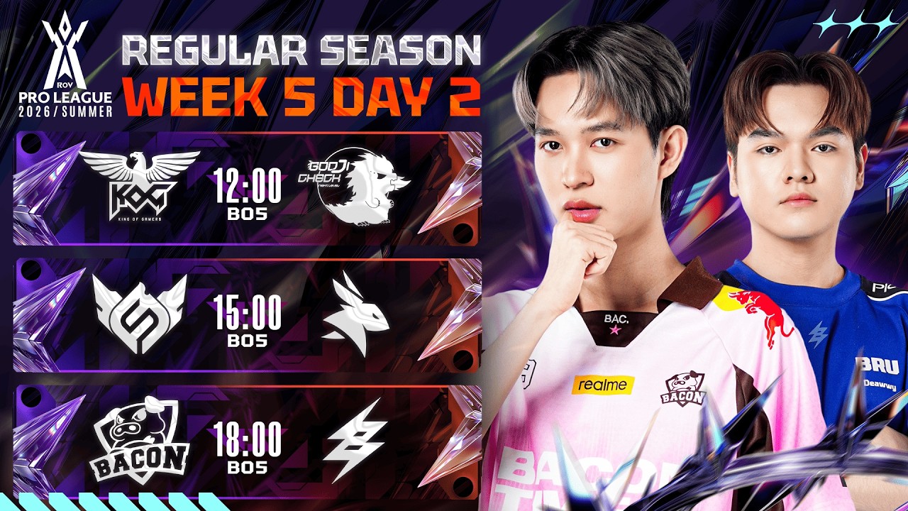 🔴𝐋𝐈𝐕𝐄 การแข่งขัน RoV Pro League 2026 Summer | รอบเก็บคะแนน Week 5 Day 2