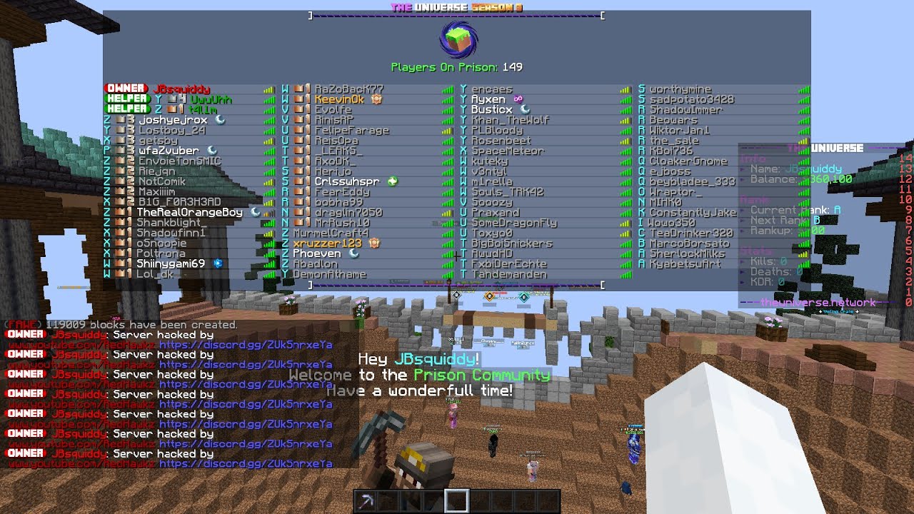 Theuniverse.network Server Griefing