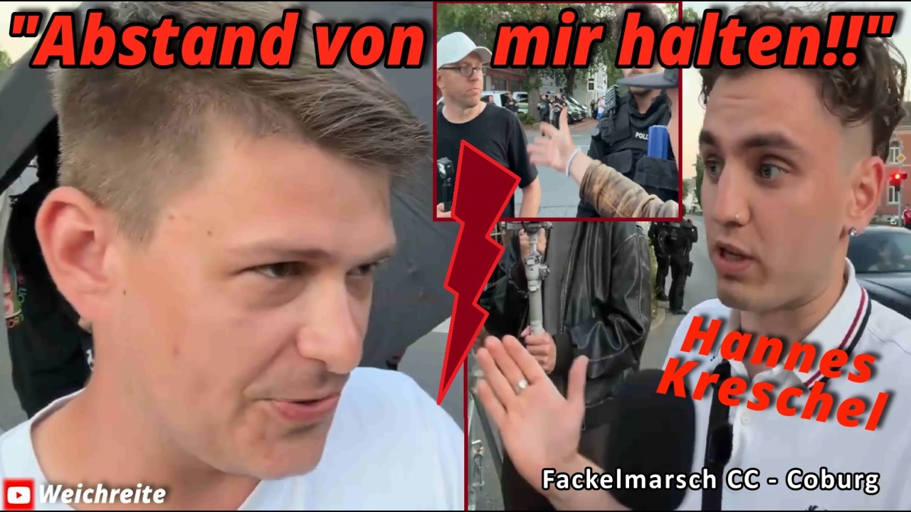 Gest&ouml;rtes Interview von Hannes Kreschel - Fackelmarsch CC Gegendemo Antifa Coburg 25.5.26