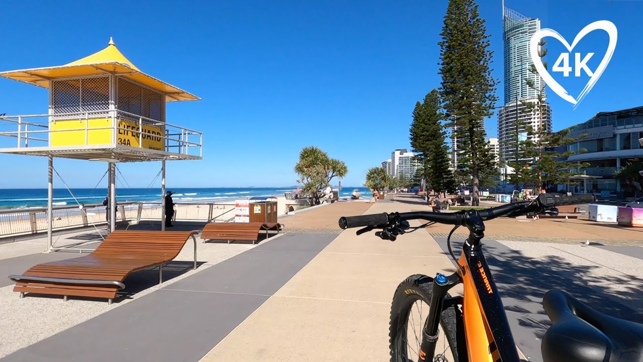 4K Bike Ride To Burleigh Heads From Surfers Paradise - Gold Coast Australia - Virtual eMTB Treadmill