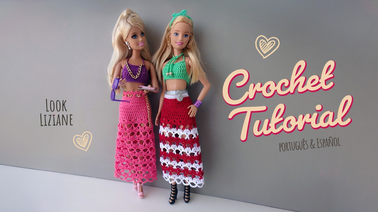 Mini Blusa e Saia Longa de Crochê para Bonecas ☀️ Look Liziane
