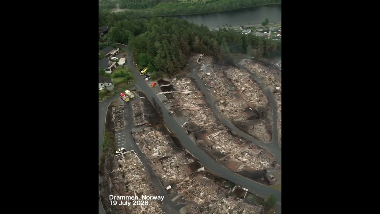 Aftermath Aerial: More than 100 homes destroyed in Norway fire