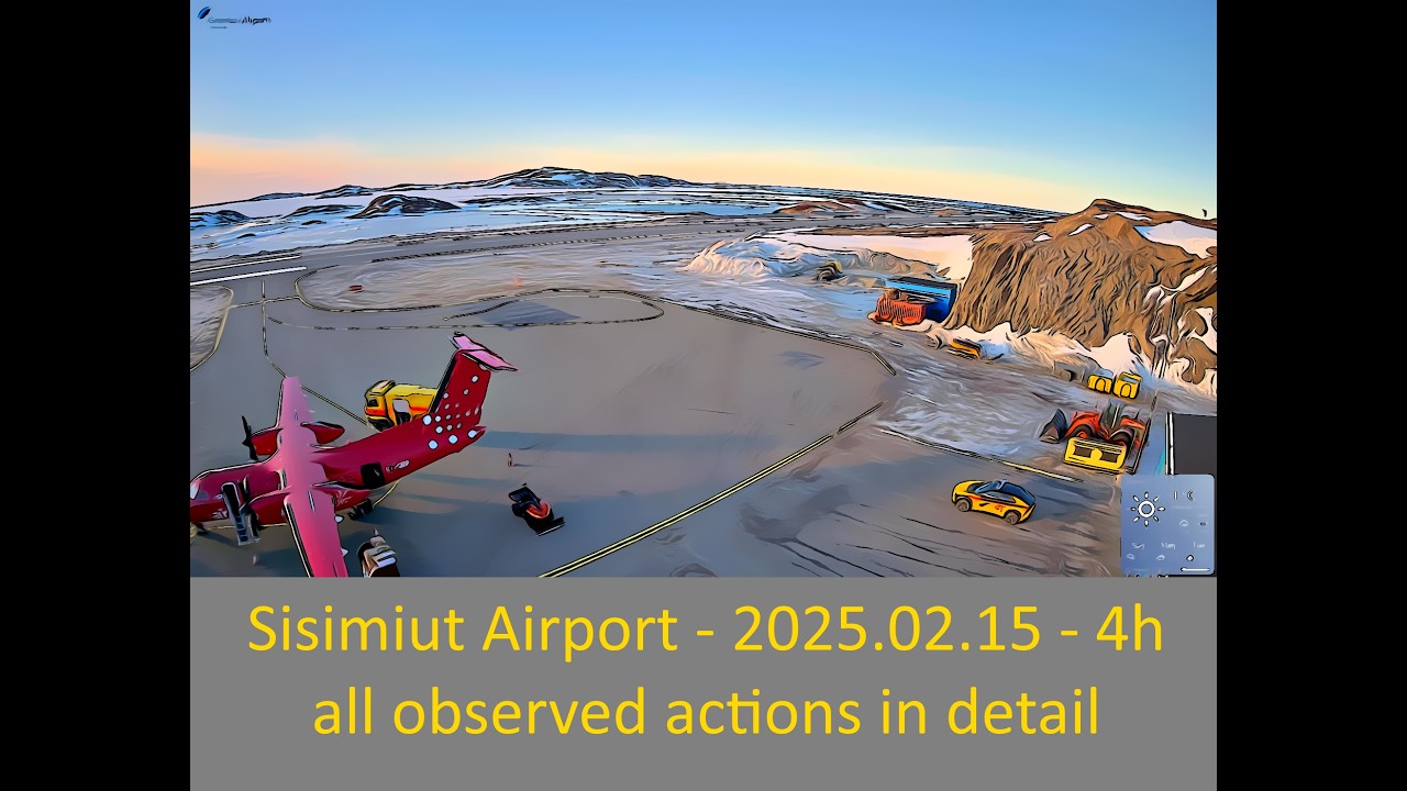 Greenland - Sisimiut airport - all observed actions in detail - 4h - 2025.02.15
