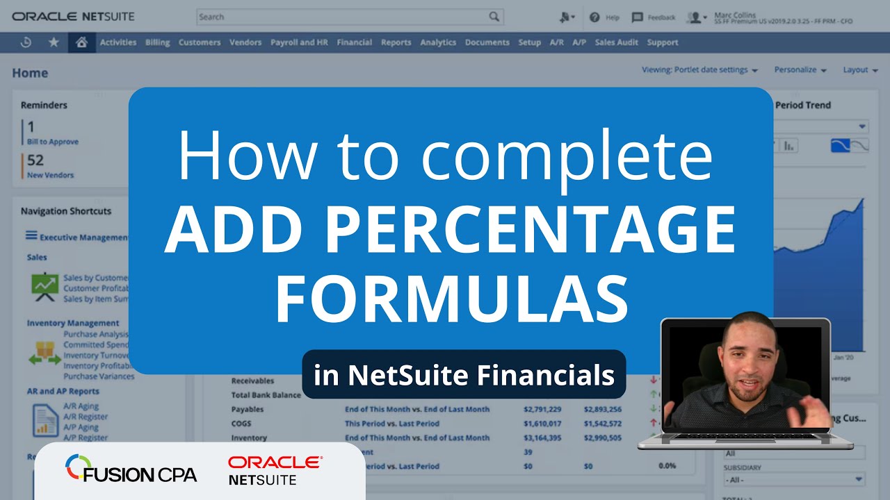 How to add Percentage Formulas in NetSuite Financials | ERP Accounting How To