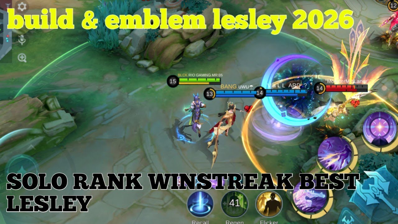 SOLO RANK WINSTREAK BEST LESLEY 😱( build & emblem lesley 2026!) - gameplay lesley gold lane 