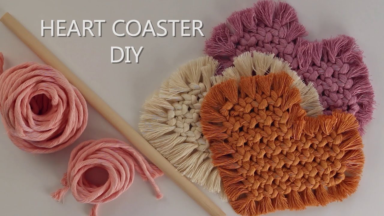 Heart Coaster - 15 Min DIY TUTORIAL by JM - How to make a macrame coaster - Macrame for Beginners