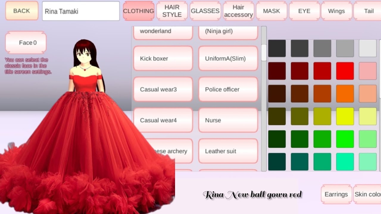 Rina New Princess ball gown red ♥️ full tutorial #sakuraschoolsimulator #ballgown #gamingvideos 