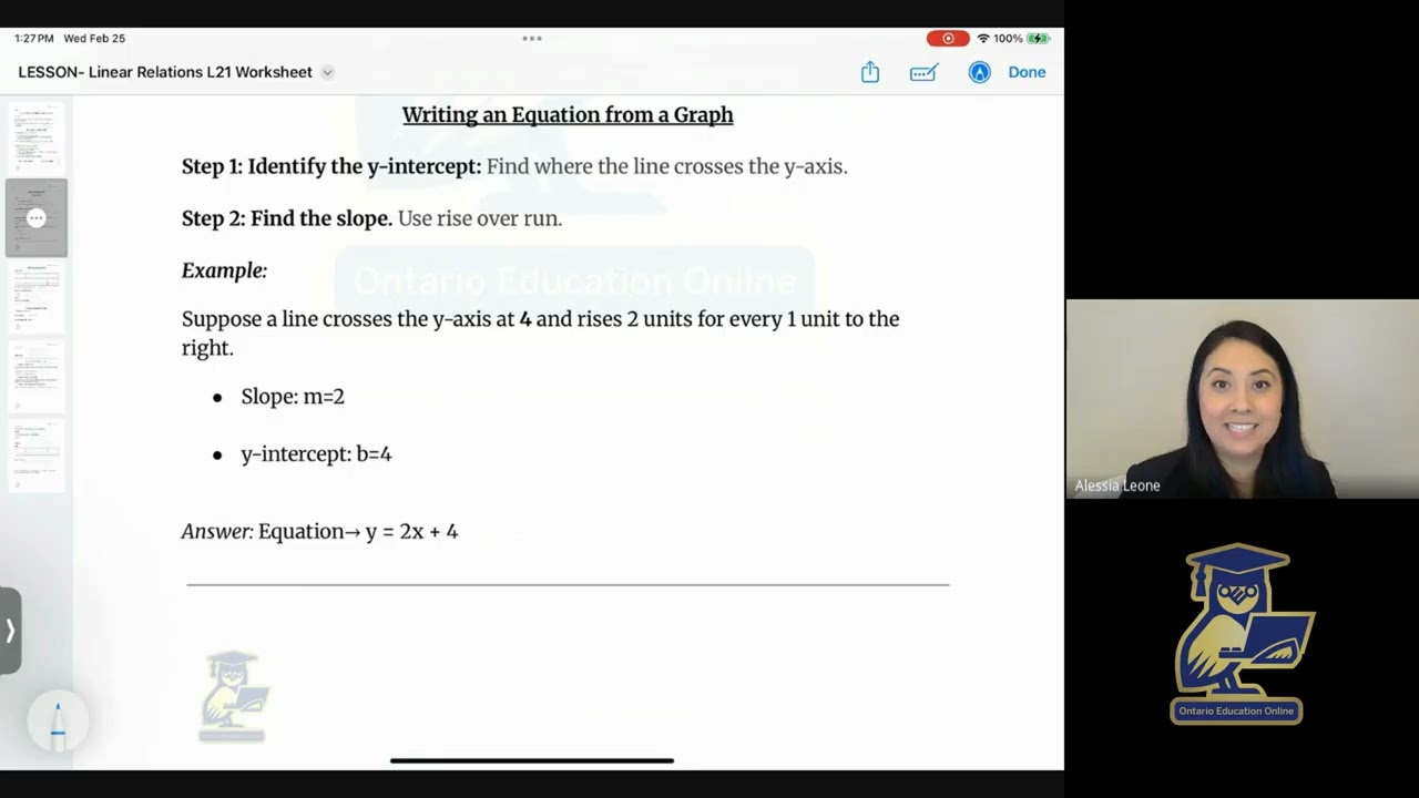 MTH1W: Determine the Equation of a Line