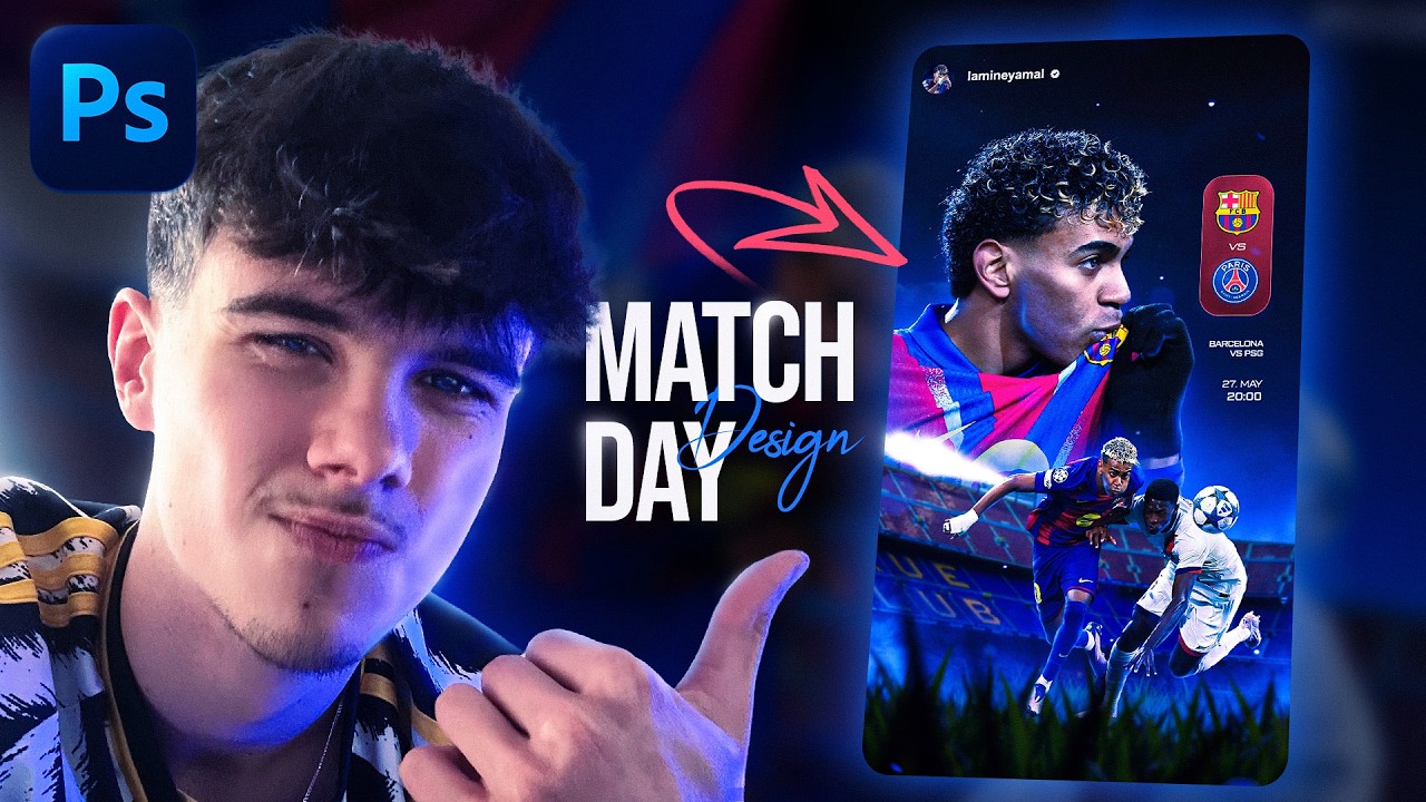 Create PROFESSIONAL Matchday Design in 25 min. | Sports Graphic Design Tutorial