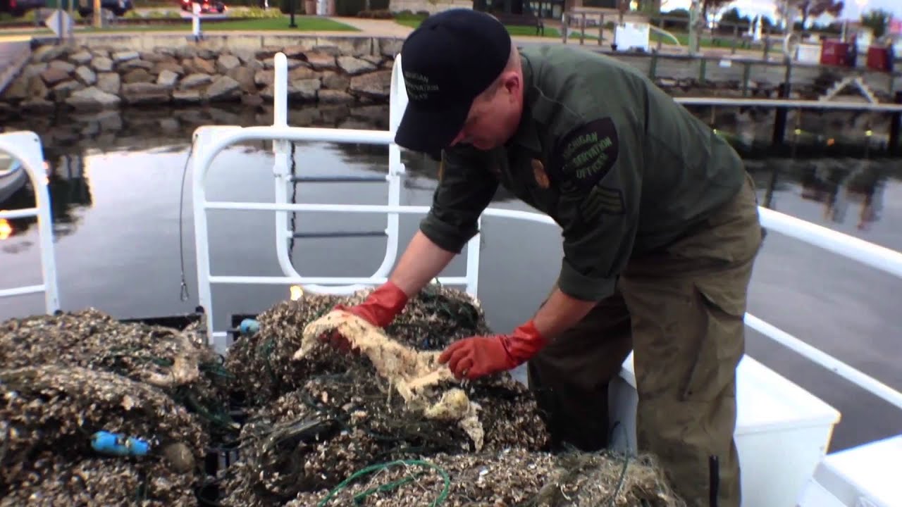 Abandoned gill net recovered off of Garden Peninsula on Lake Michigan
