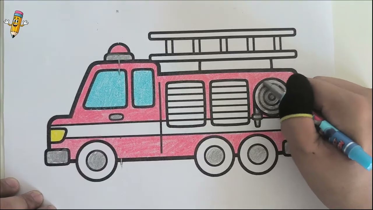 Tô Màu Xe Cứu Hỏa | How to Color A Fire Truck | Bé Tô Màu #146