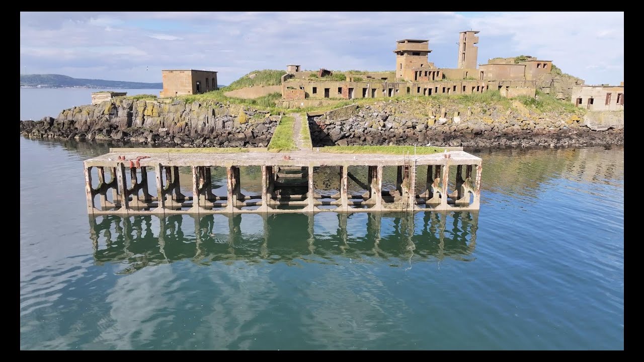 Inchmickery  Old gun emplacement Firth of forth video footage 4k