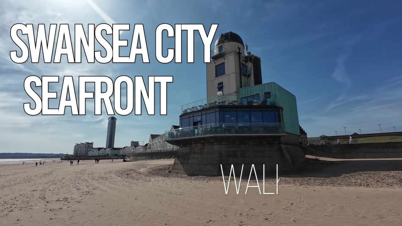 4 K walk tour around Swansea City seafront , marina , Wales ,