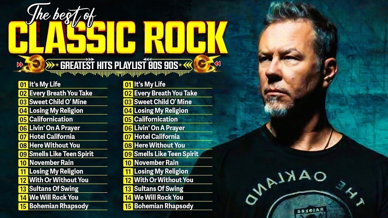 Guns N' Roses, ACDC, Bon Jovi, Metallica, Nirvana, Queen 🎶 Classic Rock Songs 70s 80s 90s Full Album