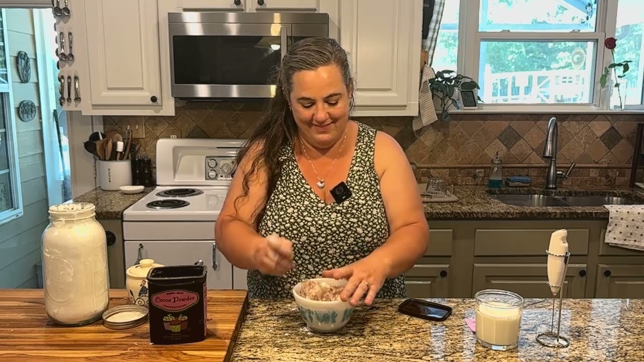 Nesquik chocolate milk powder. Save your money and make your own with three ingredients!