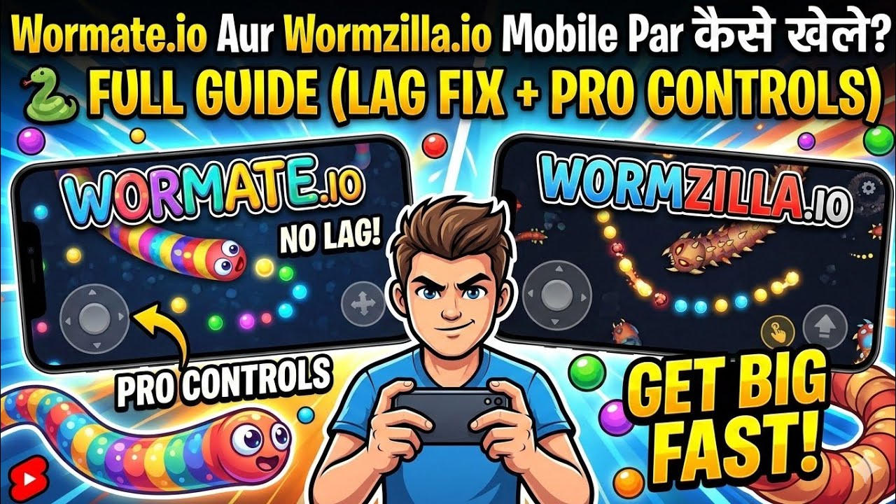 Wormate.io & Wormzilla.io Mobile Me Kaise Khele? 🐍 Full Guide (Lag Fix + Pro Controls) 