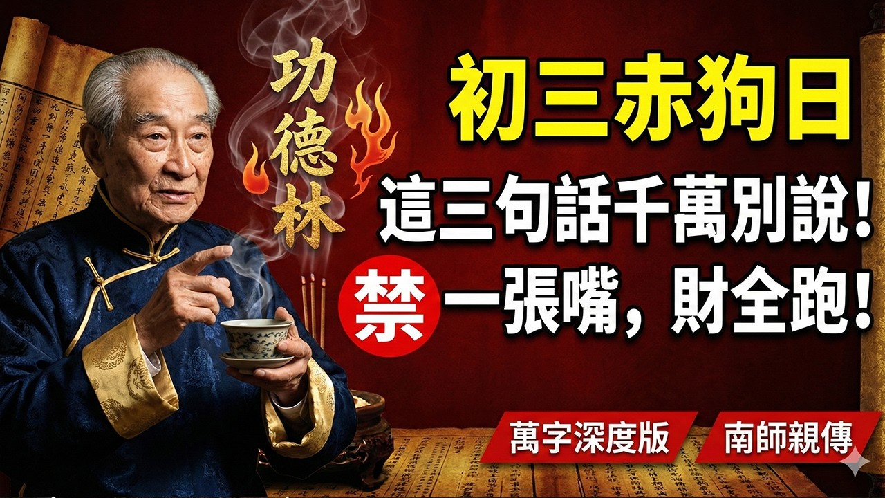正月初三「赤狗日」，切記！家裡這「三句話」千萬別說，否則一年到頭是非不斷！#南懷瑾 #正月初三 #赤狗日 #口業 #家庭和諧 #吉祥臥 #國學智慧 #因果 #改運 #身心靈 #養生 #聽息法