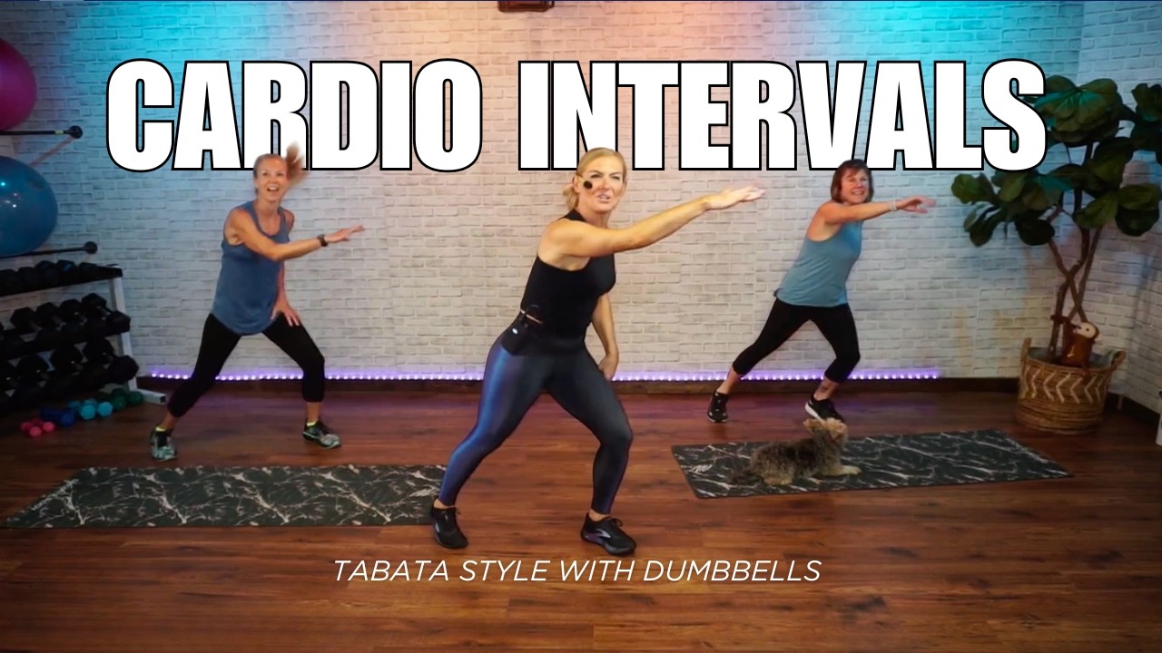30 MIN CARDIO INTERVALS - Sweat & Burn with Dumbbells