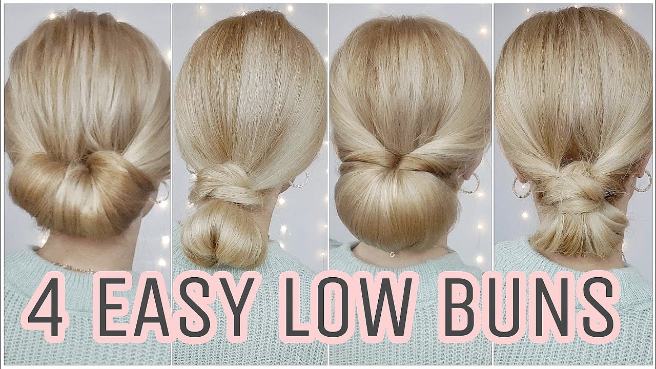 4 LOW MESSY BUN HAIRSTYLES EASY 👑 MEDIUM AND LONG HAIRSTYLES