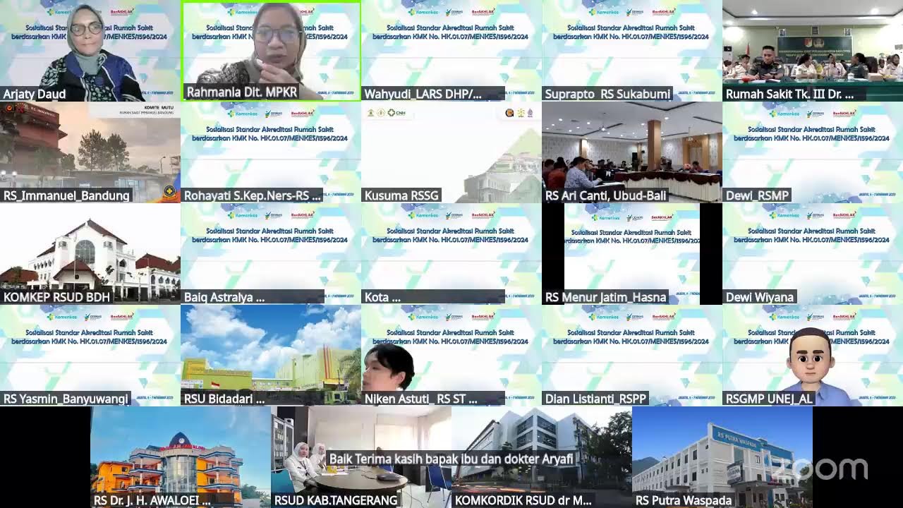 Sosialisasi Standar Akreditasi RS Sesuai Kepmenkes 1596/2024 (Hari 1)